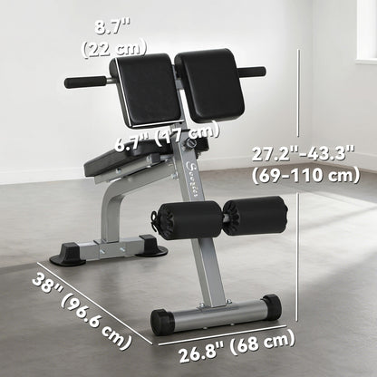 Soozier Roman Chair Back Extension Machine, Height Adjustable Hyperextension Bench, 38" x 26.8" x 27.2–43.3", Silver Ton