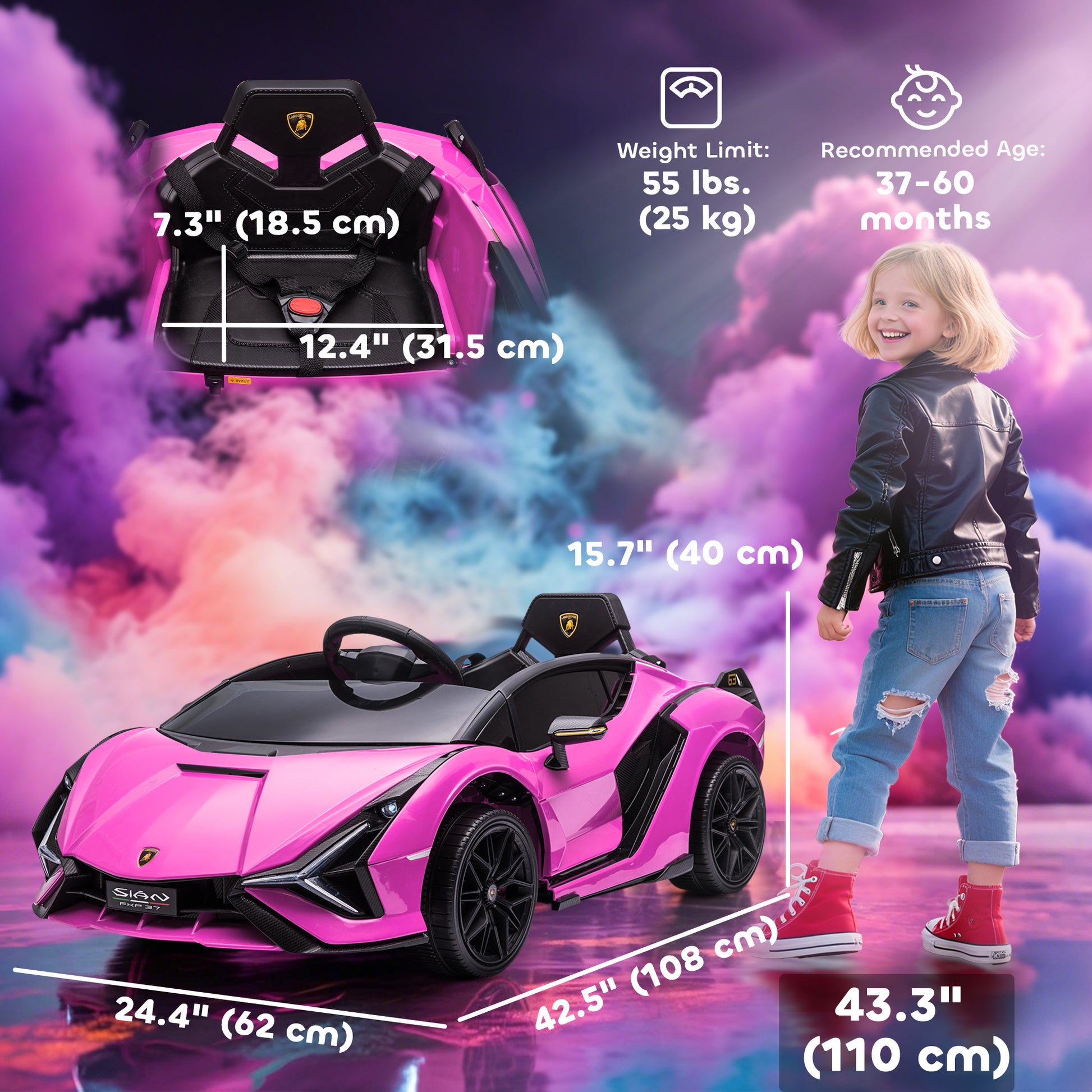 VarietyKart Compatible 12V Battery-powered Kids Electric Ride On Car Toy with Parental Remote Control Music Lights MP3 f