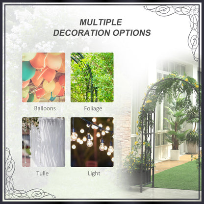 7FT Metal Garden Arch with 2 Planter Boxes, Decorative Outdoor Walkway Arbor for Climbing Vine Plants for Patio Backyard