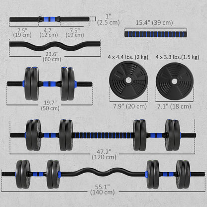 Soozier Adjustable Dumbbell Set, 3 in 1 Weights Dumbbells Set for Home Gym, 33lb Free Weights with Connector and Non-Sli