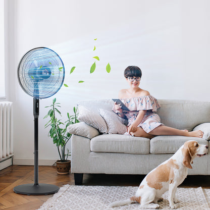 Floor Standing Fan with Remote Control, Oscillating, LED Screen, Stand Up Cooling Fan, Tall Pedestal Electric Fan for Ho