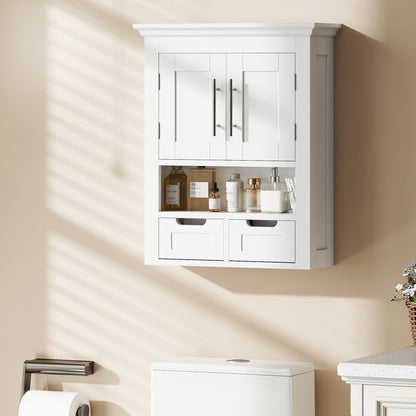 Bathroom Wall Cabinet, Medicine Cabinet, Toilet Storage Cabinet with Shelf for Living Room and Entryway, White