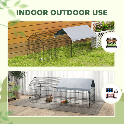 73" Small Animal Cage with Roof, Indoor/Outdoor Use,  for Chicken, Rabbits, Chinchillas, Silver