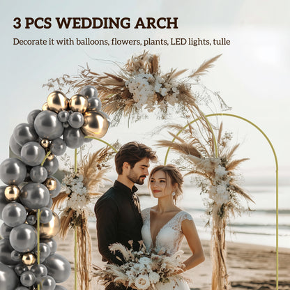 Wedding Arch, 7/6.5/6 ft Metal Balloon Arch Backdrop Stand Set of 3 for Birthday Party, Bridal Shower, Graduation, Cerem