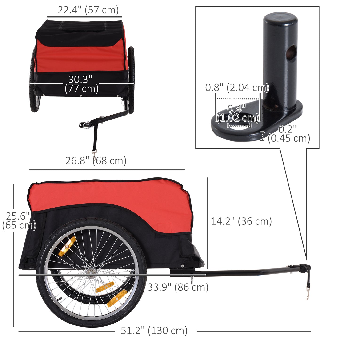 VarietyKart Bike Cargo Trailer Bicycle Luggage Carrier Cart with Cover Black Red