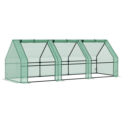 9' x 3' x 3' Portable Mini Greenhouse Tunnel Growing Tent Plants Flower Warm House w/ Zippered Roll-up Doors, PE Cover, 