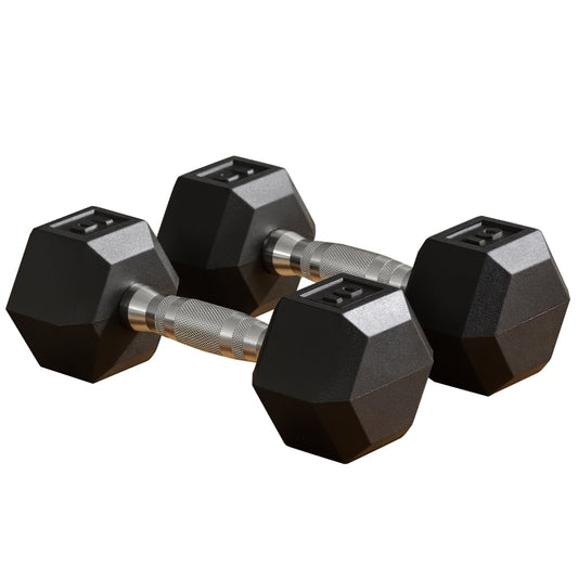 Soozier 2 x 10lbs Rubber Dumbbells Weight Set, Dumbbell Hand Weight for Body Fitness Training for Home Office Gym, Black