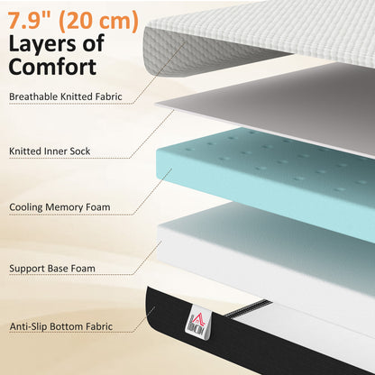 Full Mattress 8 Inch Memory Foam Mattress in a Box, Pressure Relief & Lumbar Support, CertiPUR-US Certified, Medium Firm