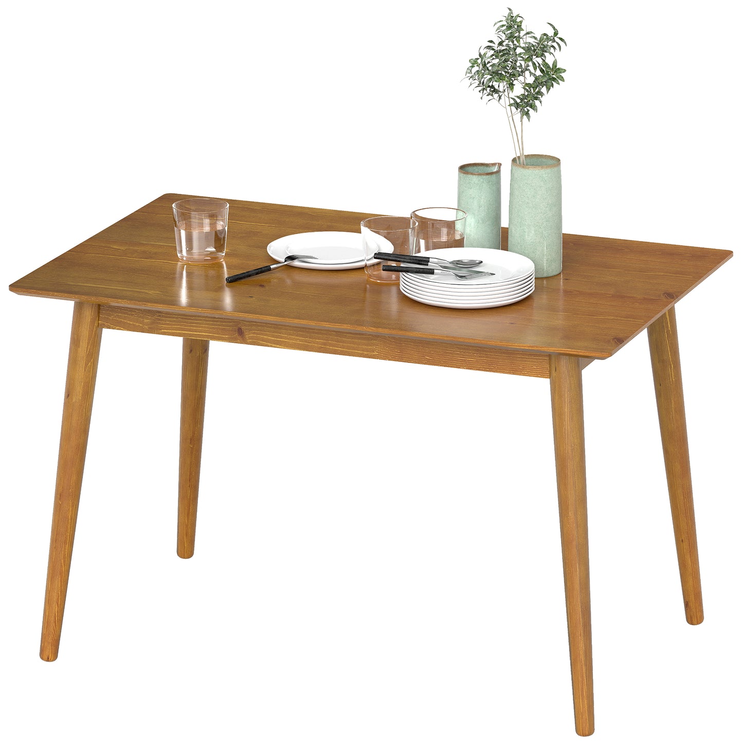 47" x 30" Dining Table, Farmhouse Dining Room Table with Pine Wood Frame, Space Saving Kitchen Table, Brown