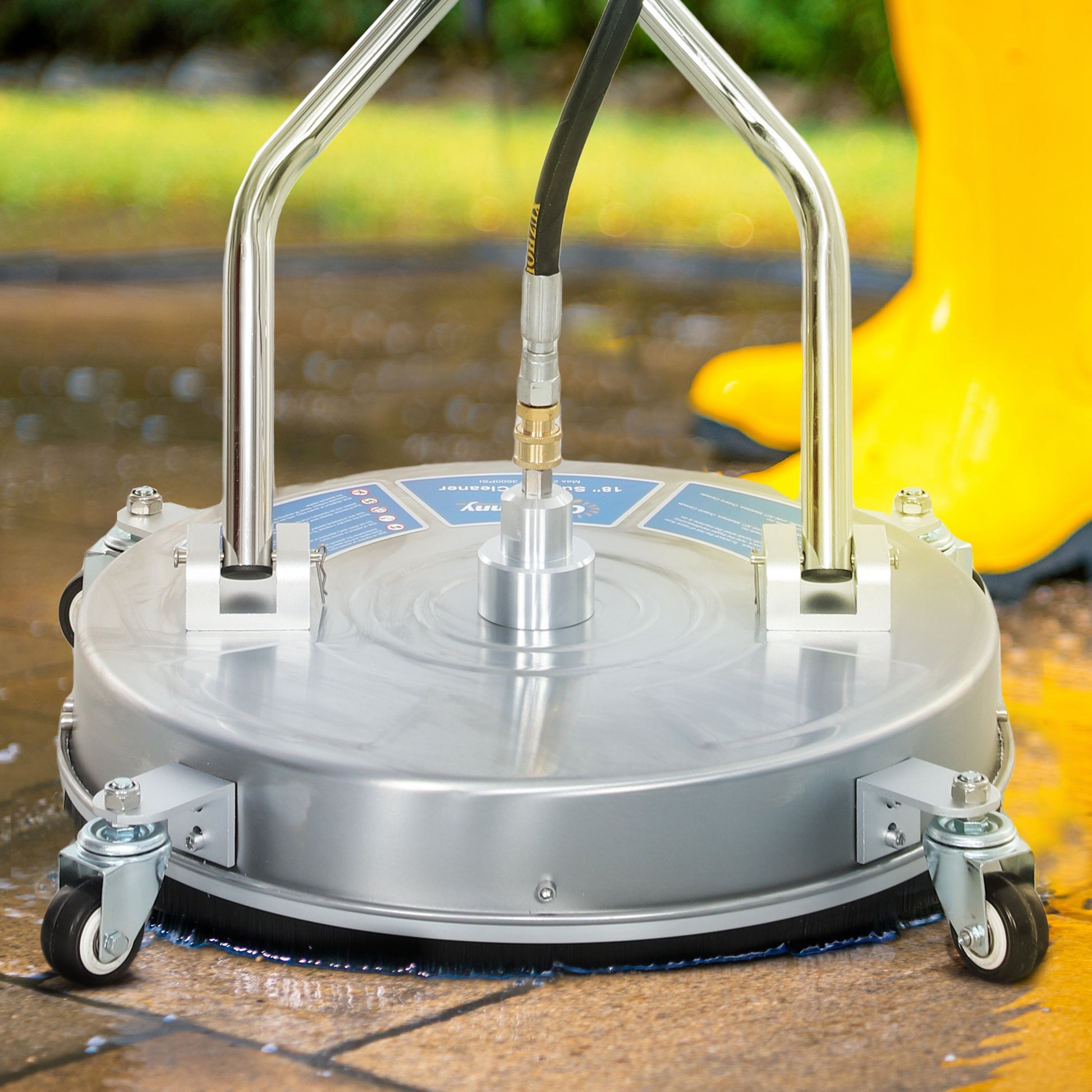 18" Pressure Washer Surface Cleaner with 4 Wheels, Stainless Steel Power Washer Surface Cleaner with 1/4" Quick Connecto