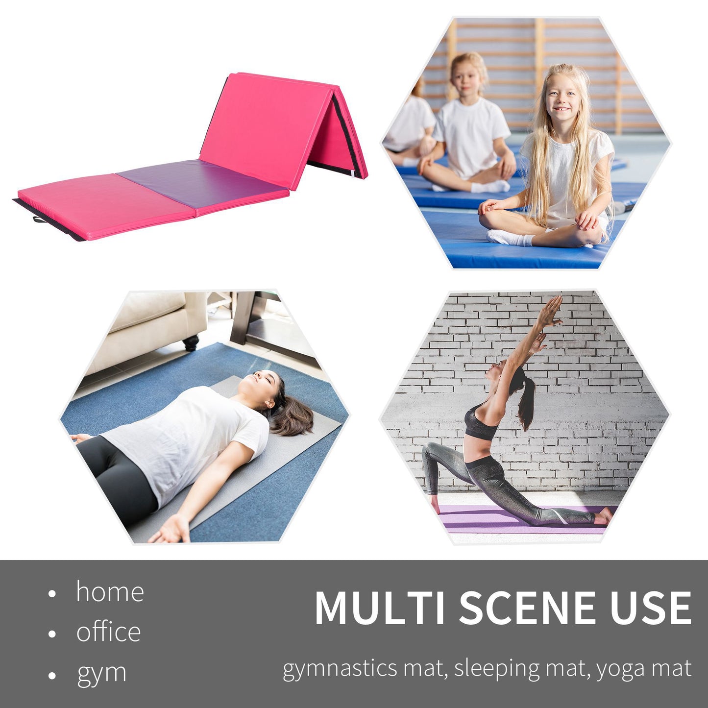 Soozier 4'x10'x2'' Folding Gymnastics Tumbling Mat, Exercise Mat  with Carrying Handles for Yoga, MMA, Martial Arts, Str