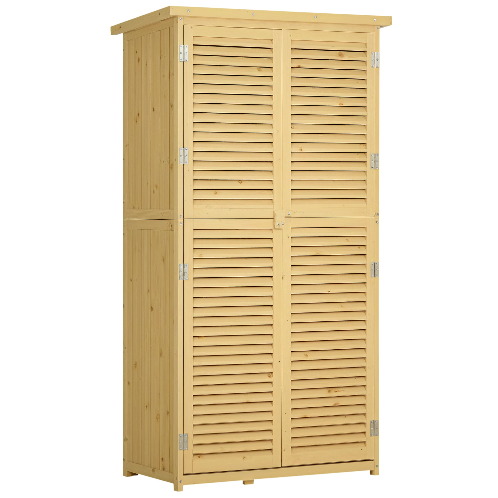 3' x 5' Wooden Garden Storage Shed, Sheds & Outdoor Storage with Asphalt Roof & 2 Large Wood Doors with Lock, Natural