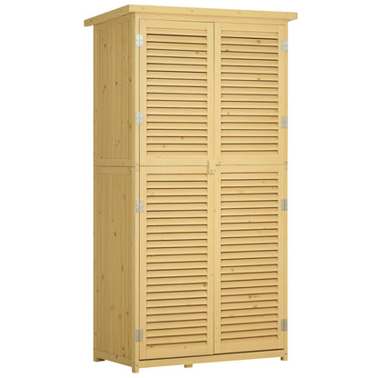 3' x 5' Wooden Garden Storage Shed, Sheds & Outdoor Storage with Asphalt Roof & 2 Large Wood Doors with Lock, Natural