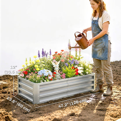Galvanized Raised Garden Bed, Outdoor Planter Box for Vegetables, Flowers, Herbs, 4' x 2' x 1', Silver