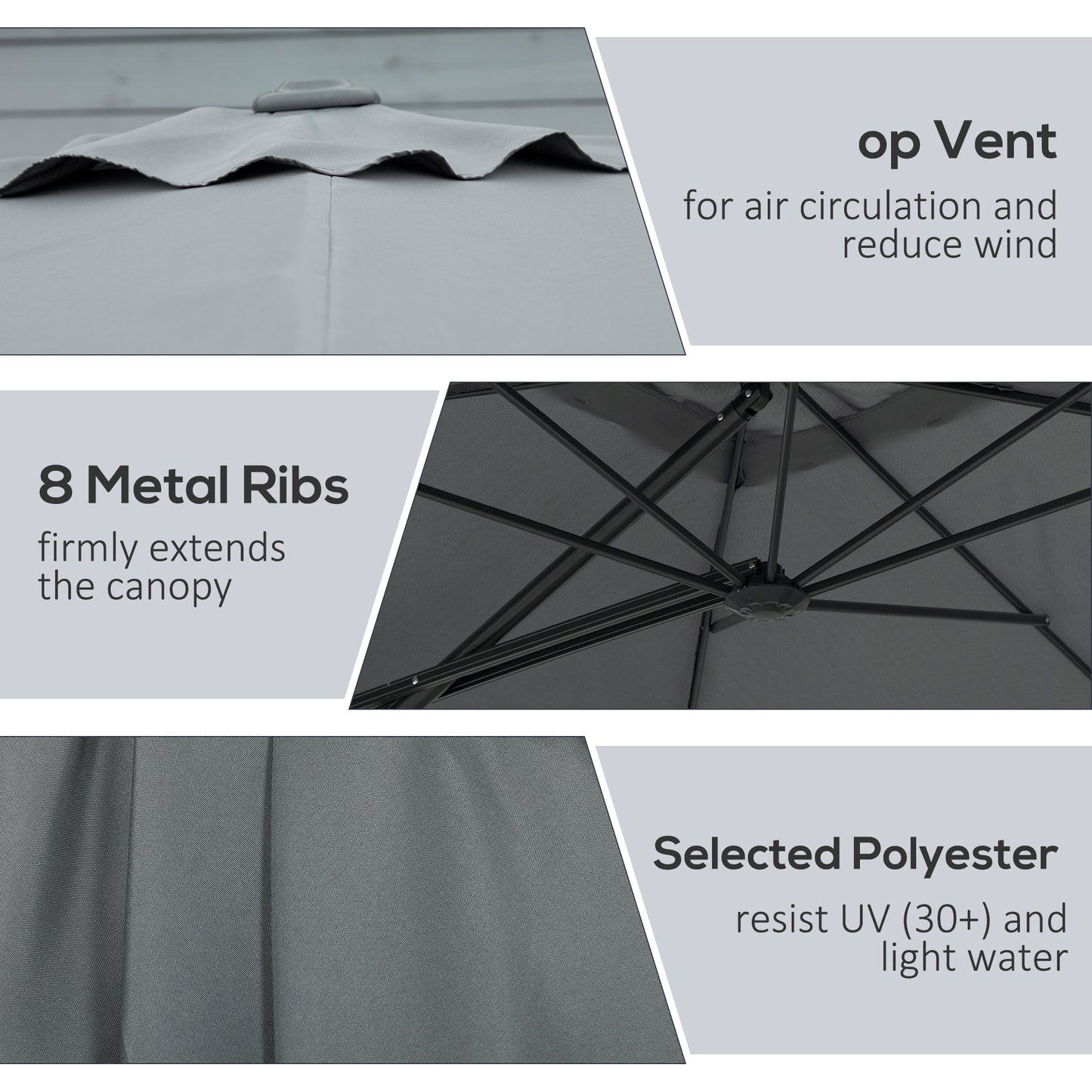 8FT Cantilever Patio Umbrella, Offset Patio Umbrella with Cross Base for Deck, Backyard, Pool and Garden, Hanging Umbrel