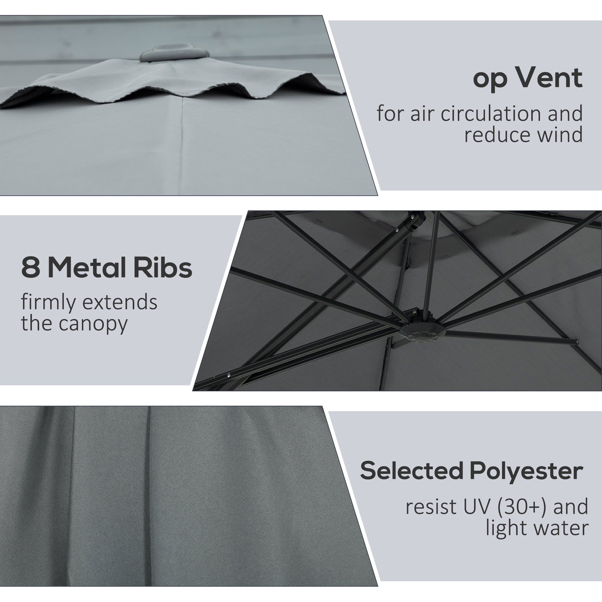 8FT Cantilever Patio Umbrella, Offset Patio Umbrella with Cross Base for Deck, Backyard, Pool and Garden, Hanging Umbrel