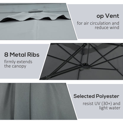 8FT Cantilever Patio Umbrella, Offset Patio Umbrella with Cross Base for Deck, Backyard, Pool and Garden, Hanging Umbrel
