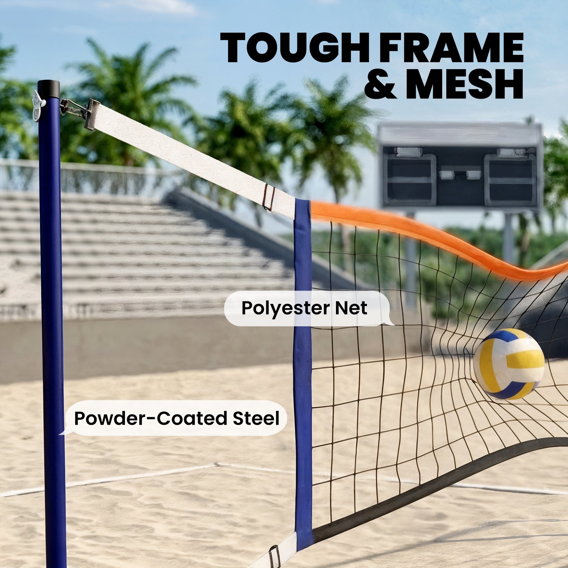 Soozier Portable Volleyball Net Set Outdoor, Volleyball Training Net with 21-27ft Adjustable Length, Volleyball, Air Pum