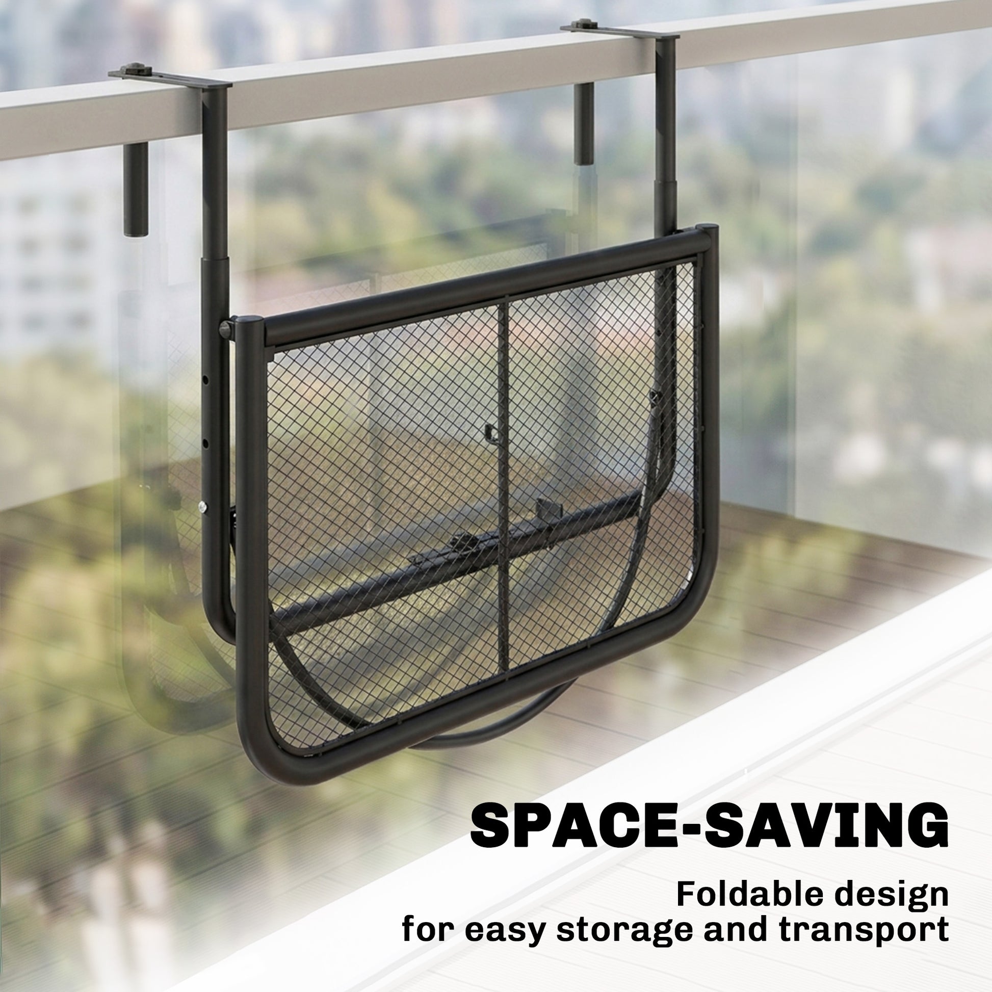 Adjustable Balcony Hanging Railing Table, Metal Mounting Mini Wall Desk Storage Rack, Outdoor Flower Stand Serving Table