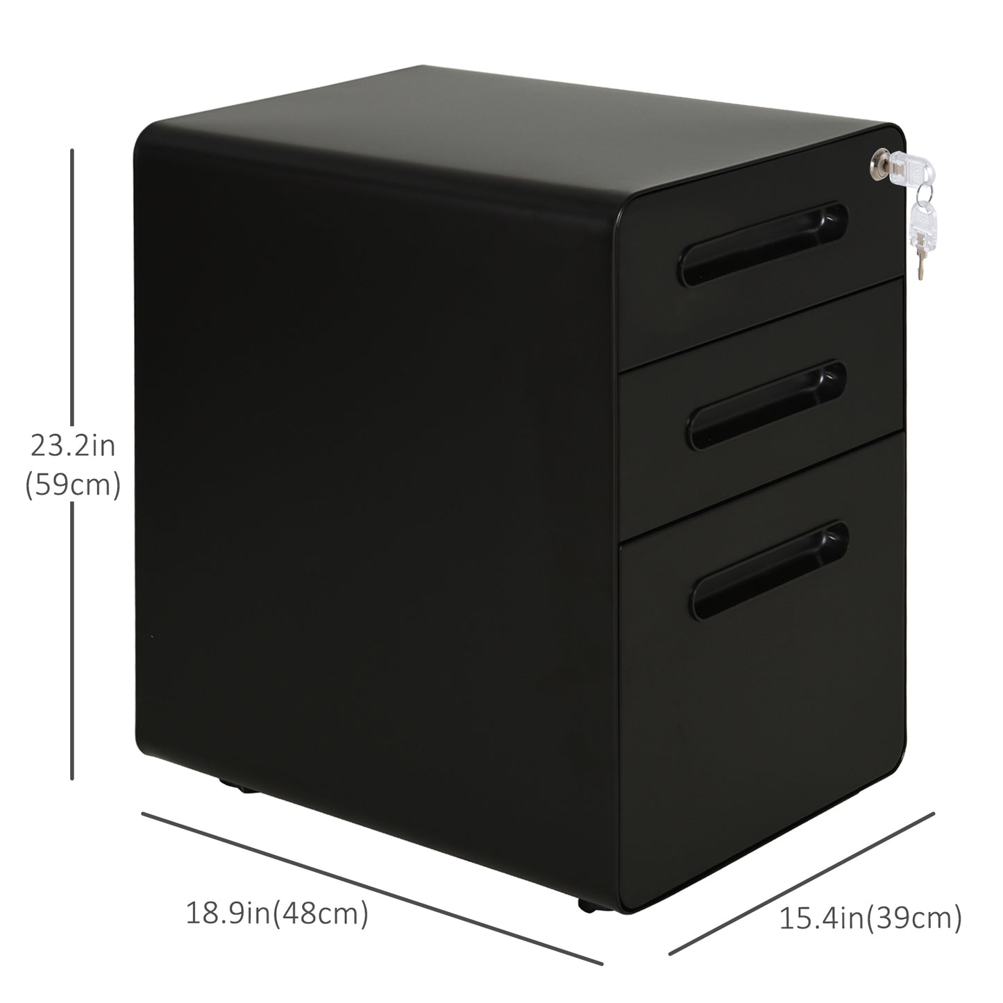 Lockable File Cabinet, Steel Filing Cabinet on Wheels for Legal, A4, Letter Size, Home Office