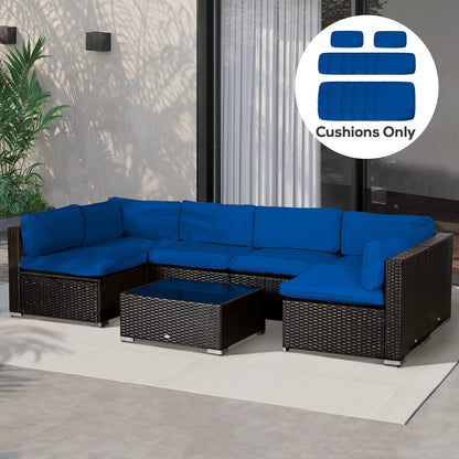 Outdoor 14pc Patio Rattan Sofa Set Cushion Polyester Cover Replacement Set - No Cushion Included Light Blue