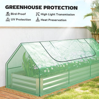 8.6 x 3 x 1ft Raised Garden Bed with Mini Greenhouse, Galvanized Raised Garden Bed with Cover for Herbs and Vegetables, 