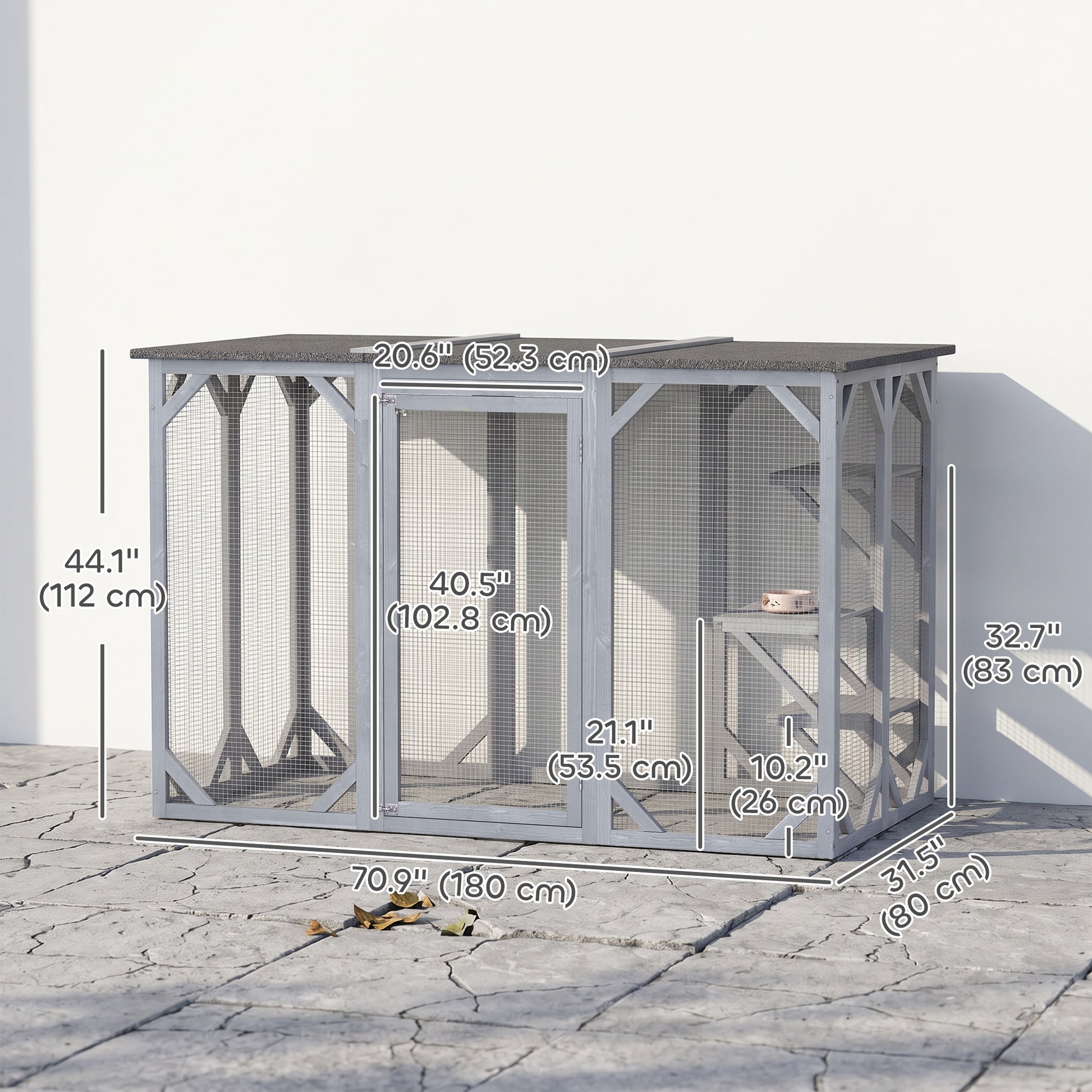 44.1" H Cat Cage, Indoor Outdoor Wooden Enclosure Pet House, Small Animal Cage Hutch, Suitable for Rabbit, Dogs, Kitten,