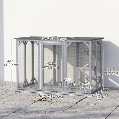 44.1" H Cat Cage, Indoor Outdoor Wooden Enclosure Pet House, Small Animal Cage Hutch, Suitable for Rabbit, Dogs, Kitten,