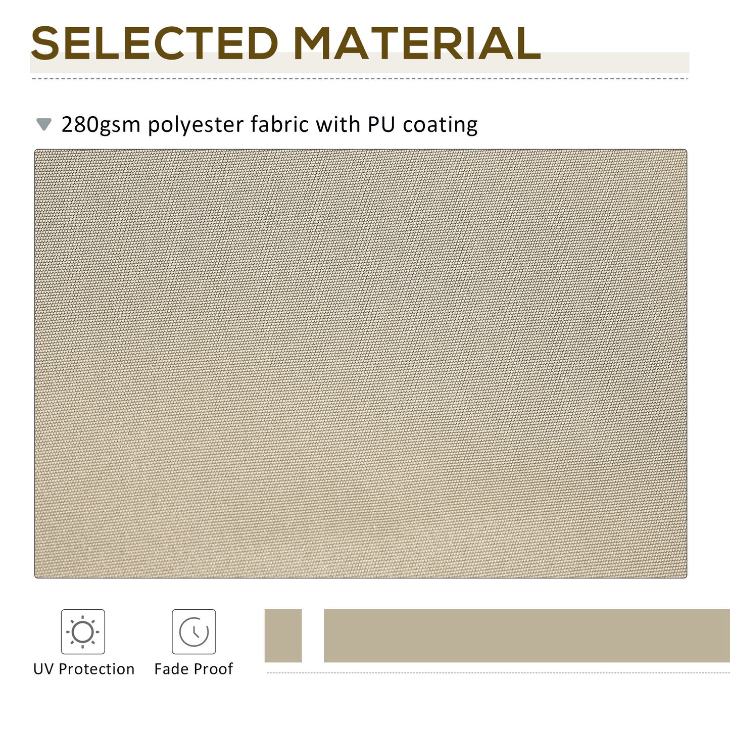 9' x 8' Outdoor Sunshade Canopy Awning Cover, Retractable Awning Fabric Replacement, UV Protection, Beige