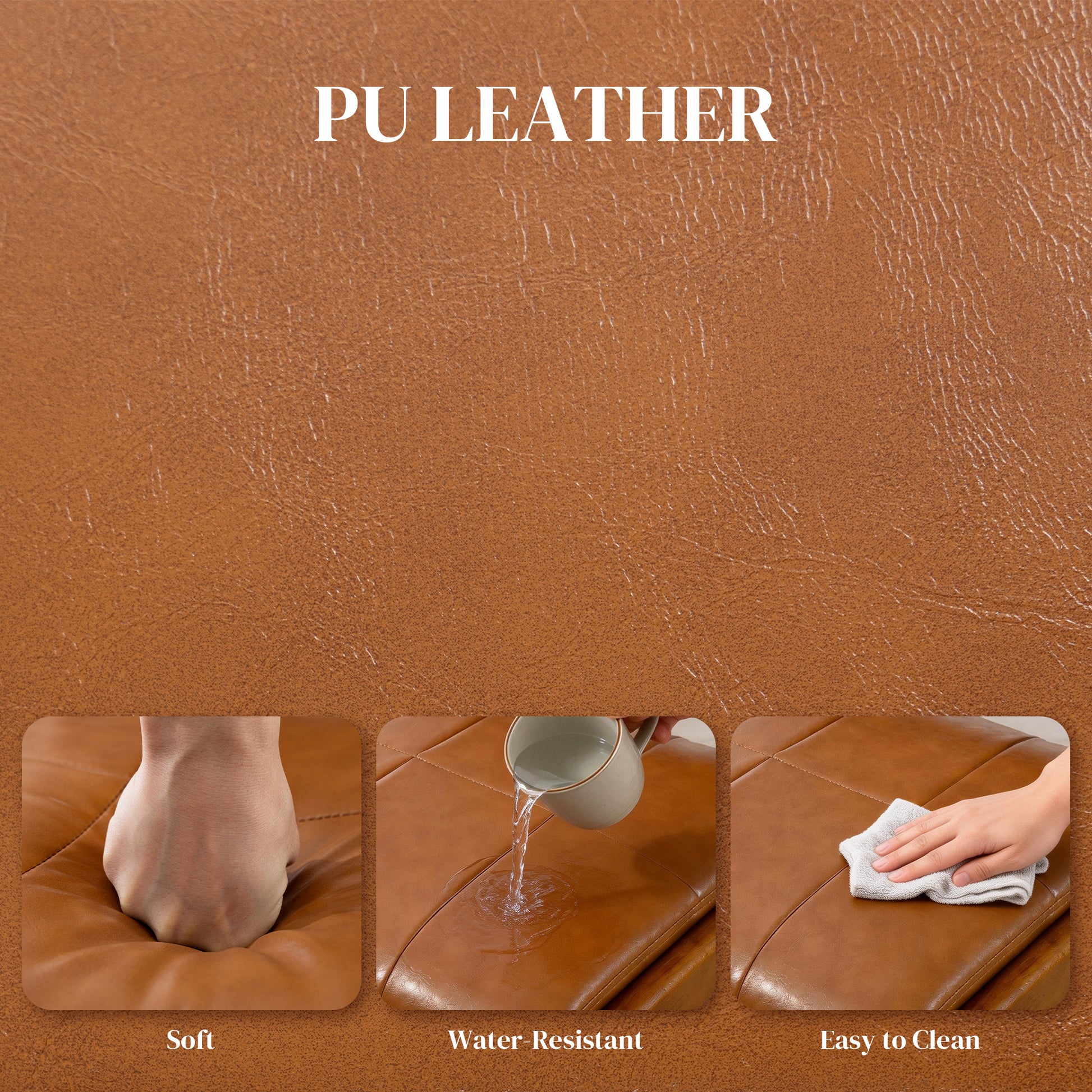 Set of 2 Kitchen Chairs, Button Tufted PU Leather Upholstered Dining Chairs with Rubberwood Legs for Dining Room, Brown