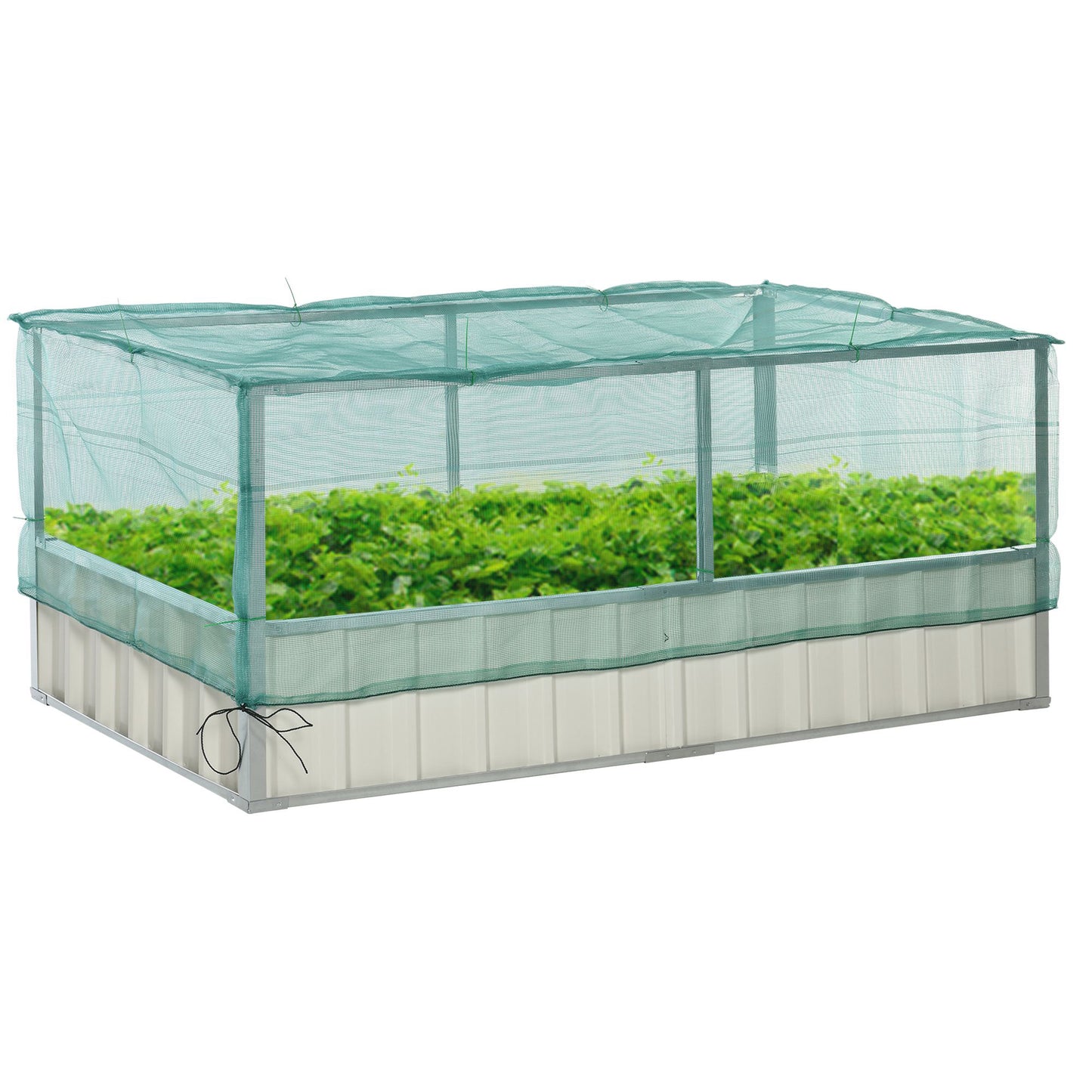 Raised Garden Bed, 5.7 x 3 x 2.3ft Steel Planter Box Outdoor with Cover, Gloves for Growing Vegetables, Flowers, Herbs, 