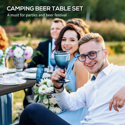 Folding Picnic Table with 2 Benches, 3-Piece Portable Outdoor Picnic Table Bench Set for 4, Patio Dining Table Set with 
