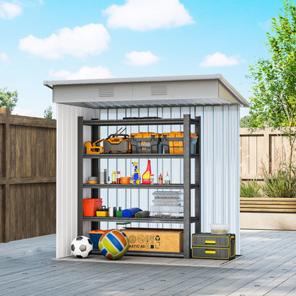 6' x 4' Outdoor Storage Shed, Metal Garden Tool Storage House Organizer with Lockable Sliding Doors and Vents for Backya