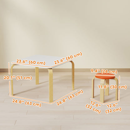 Qaba Kids Table and Chair Set, 5-Piece Children Furniture Set, Kids Table and 4 Chair Set for Daycare, Classroom, Playro