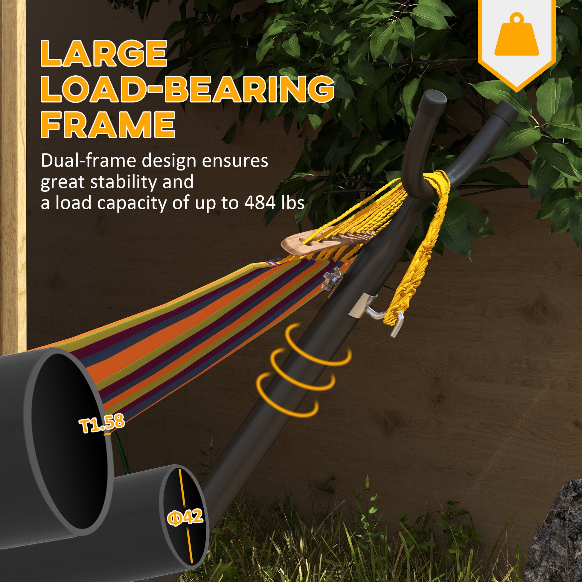 9.5ft Hammock Stand Only, Portable Hammock with Wheels, Adjustable Hammock Net Stand, for String-style, Brazilian-style,