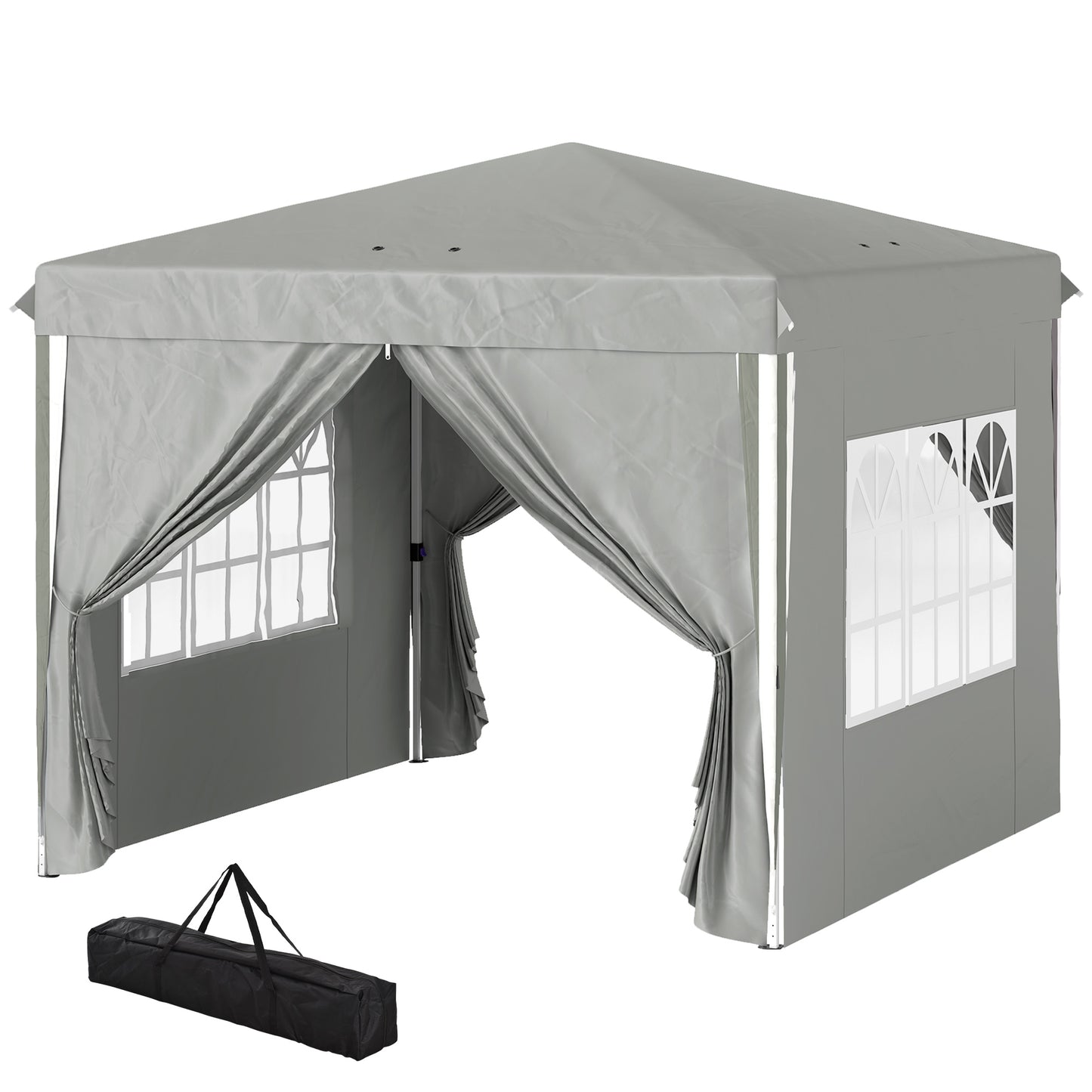 10' x 10' Pop-Up Canopy Tent with Sidewalls, Height-Adjustable, Carry Bag Included, for Outdoor, Garden, Patio, Light Gr