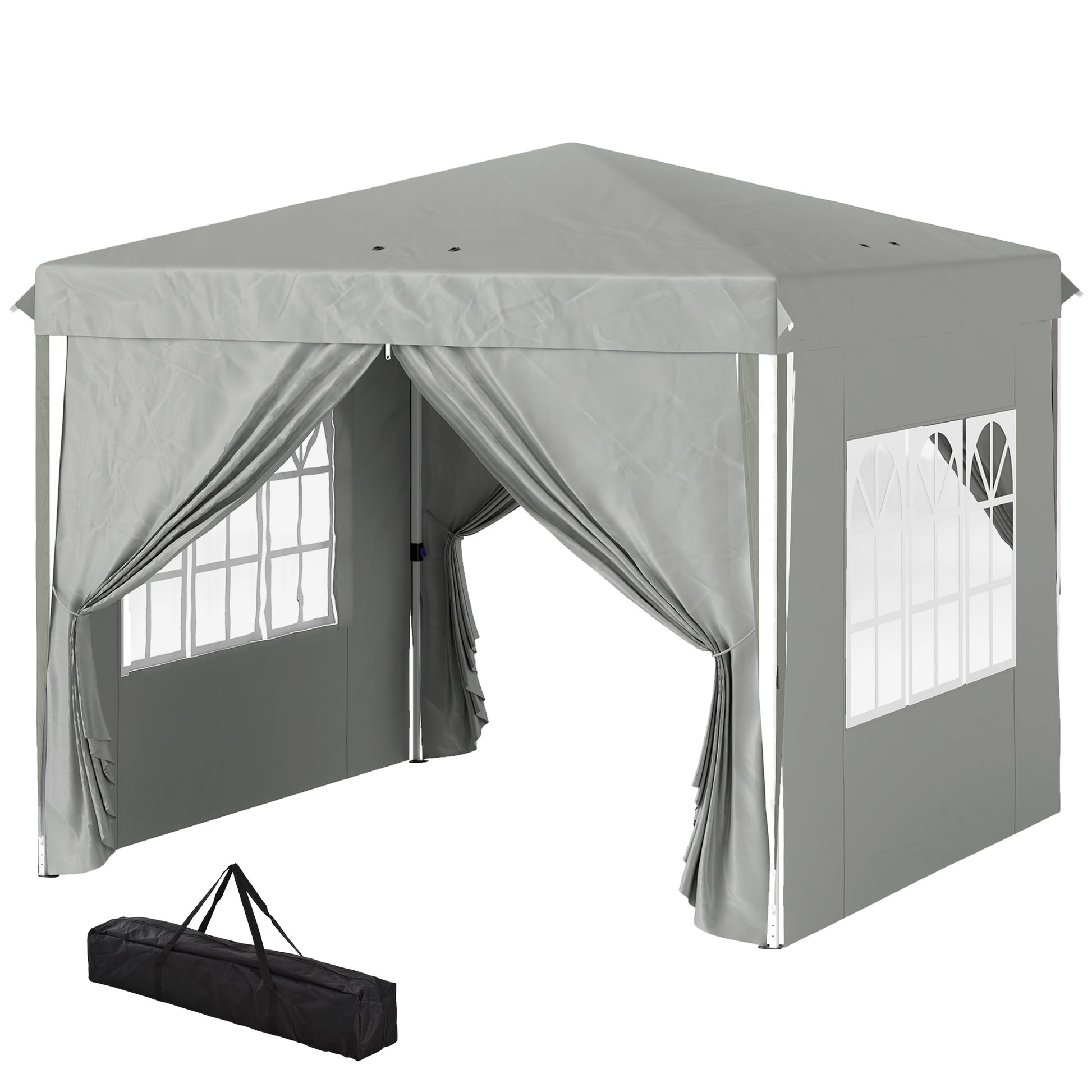 10' x 10' Pop-Up Canopy Tent with Sidewalls, Height-Adjustable, Carry Bag Included, for Outdoor, Garden, Patio, Light Gr