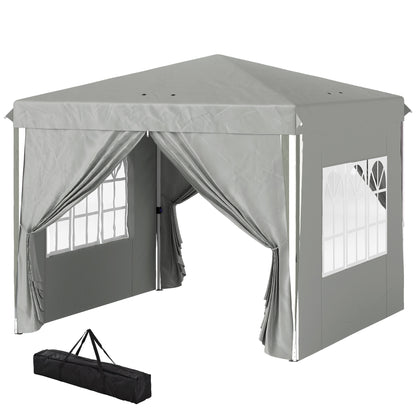 10' x 10' Pop-Up Canopy Tent with Sidewalls, Height-Adjustable, Carry Bag Included, for Outdoor, Garden, Patio, Light Gr