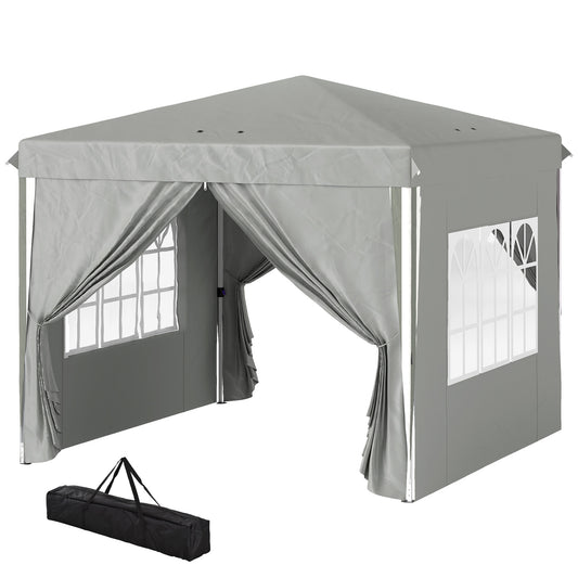 10' x 10' Pop-Up Canopy Tent with Sidewalls, Height-Adjustable, Carry Bag Included, for Outdoor, Garden, Patio, Light Gr