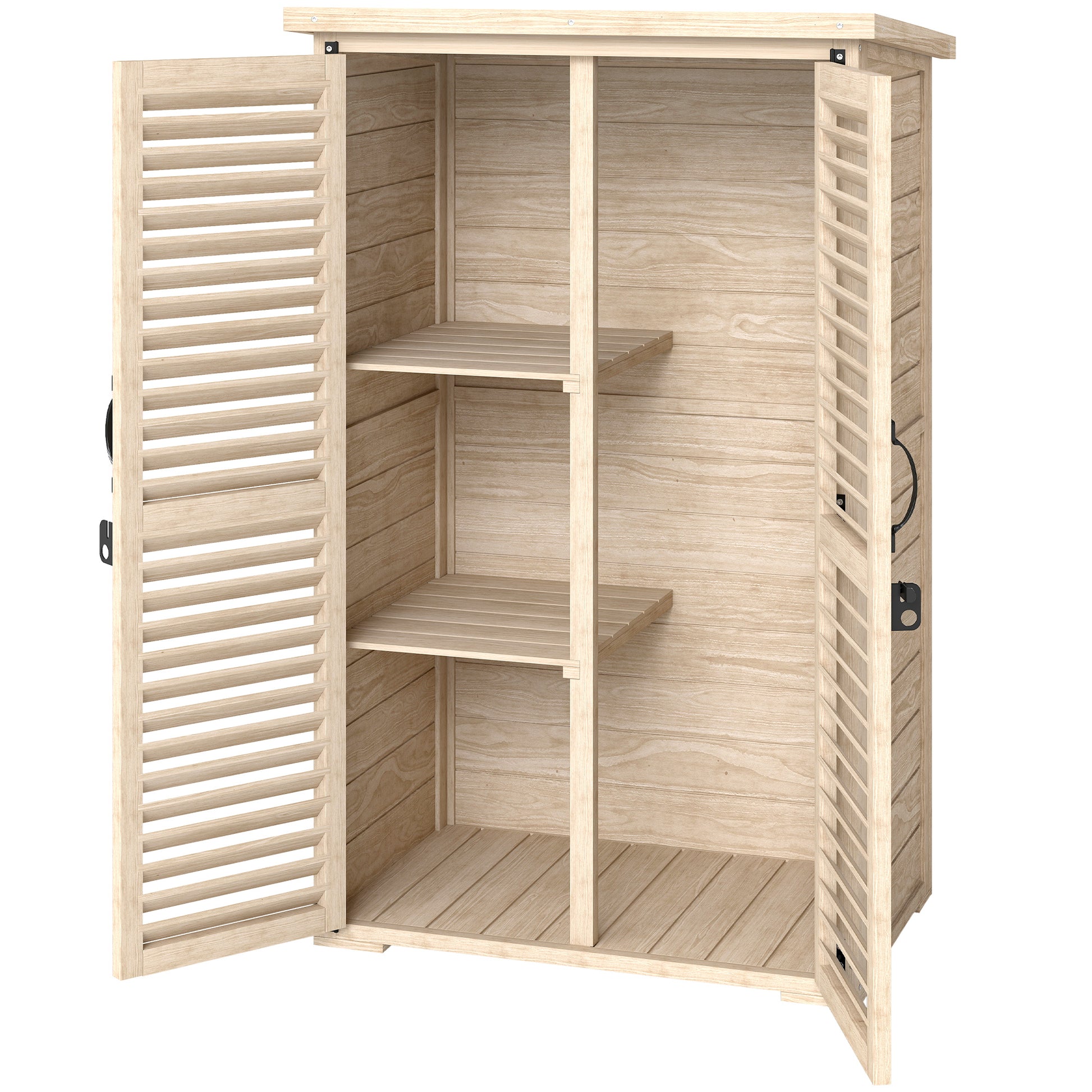 30" x 20" x 47" Wooden Garden Shed, Outdoor Storage Shed with Waterproof Asphalt Roof, Shelves, Natural