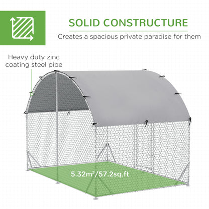Galvanized Large Metal Chicken Coop Cage Walk-in Enclosure Poultry Hen Run House Playpen Rabbit Hutch with Cover for Out