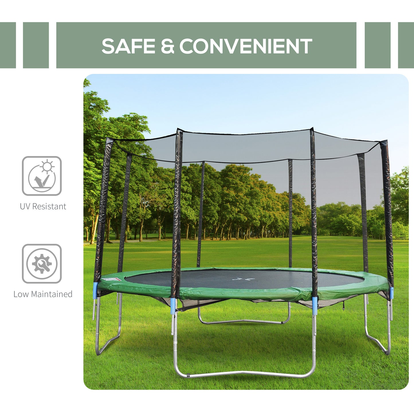 VarietyKart 14' Round Trampoline Enclosure Safety Net Fence Replacement Trampolining Bounce Part No Poles Included