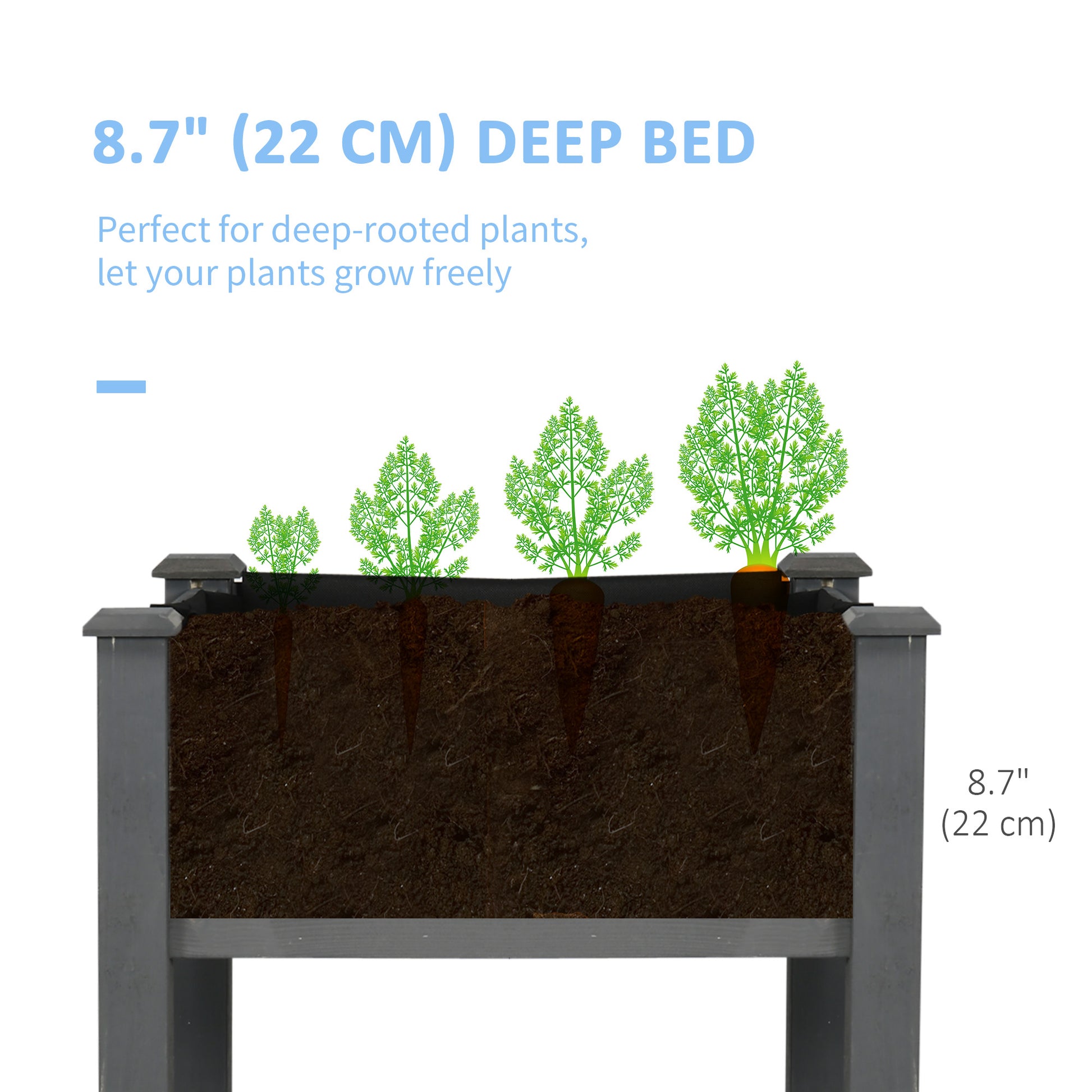 48" x 22" x 30" Wooden Patio Raised Garden Bed Planter, Elevated Planter Box with Legs, Outdoor Flower Stand with Inner 