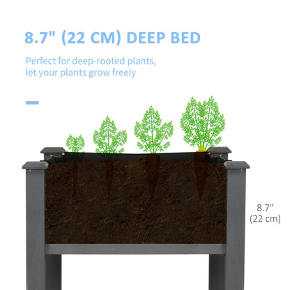 48" x 22" x 30" Wooden Patio Raised Garden Bed Planter, Elevated Planter Box with Legs, Outdoor Flower Stand with Inner 