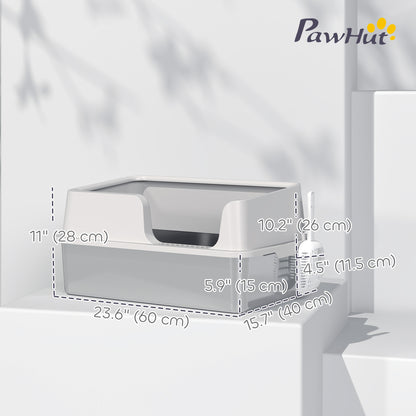 Stainless Steel Cat Litter Box with Lid with Scoop, High Sided, Non-Stick, & Anti-Urine Leakage, Easy Cleaning