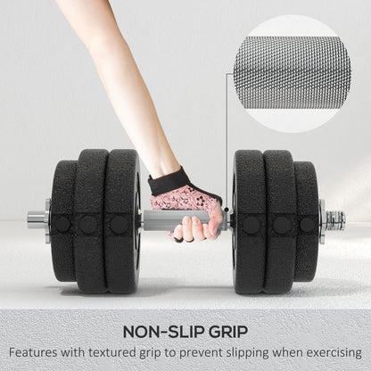 Soozier 2 x 33 lbs Adjustable Dumbbells Weight Set Dumbbell Hand Weight Barbell for Body Fitness Lifting Training for Ho