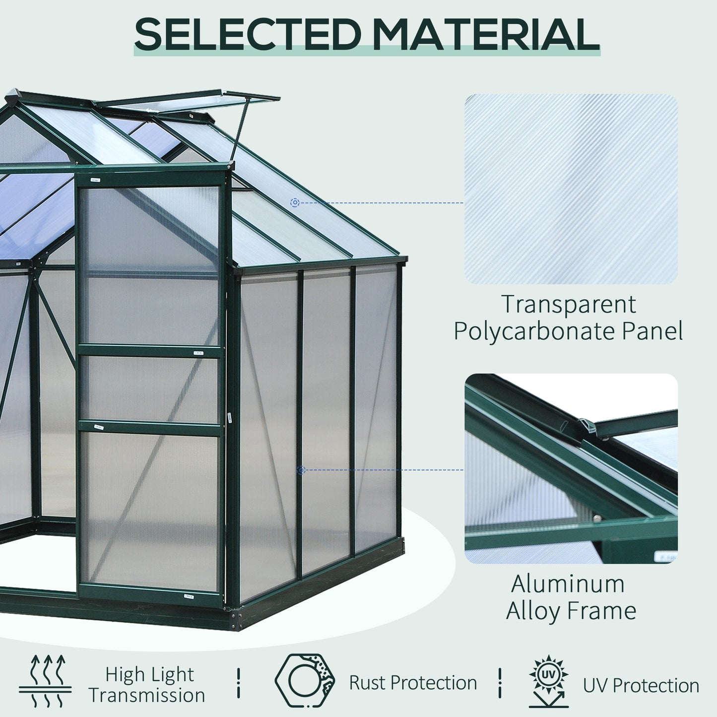 6.2' x 6.3' x 6.6' Clear Polycarbonate Greenhouse, Large Walk-In Green House Garden, Plants Grow, Galvanized Sheet  Fram