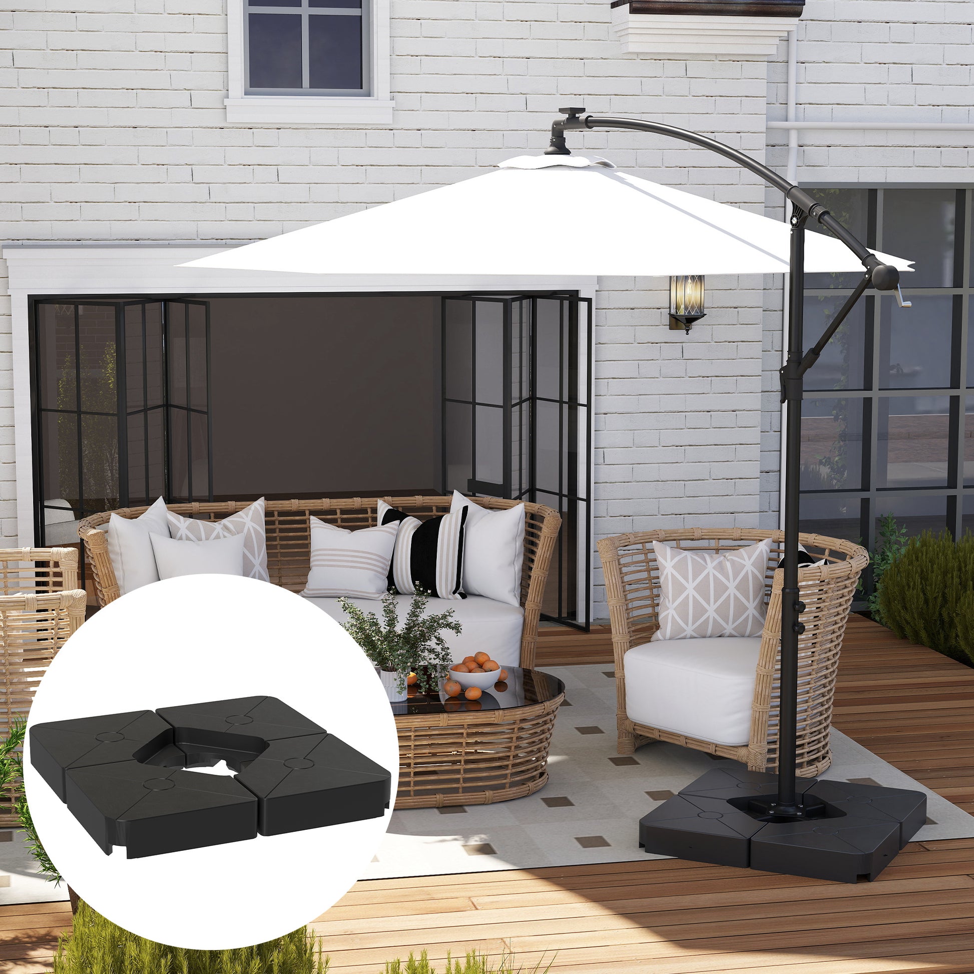 Umbrella Weights for Cantilever Parasols, Set of 4 Heavy Duty Parasol Base Weights, Black