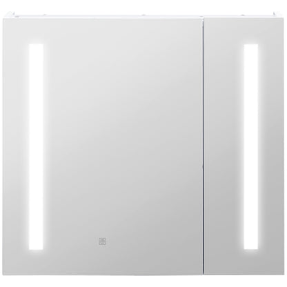 LED Medicine Cabinet with Mirror and Lights, 27.5" x 25.5" Lighted Bathroom Wall Cabinet, Bathroom Mirror Cabinet with A