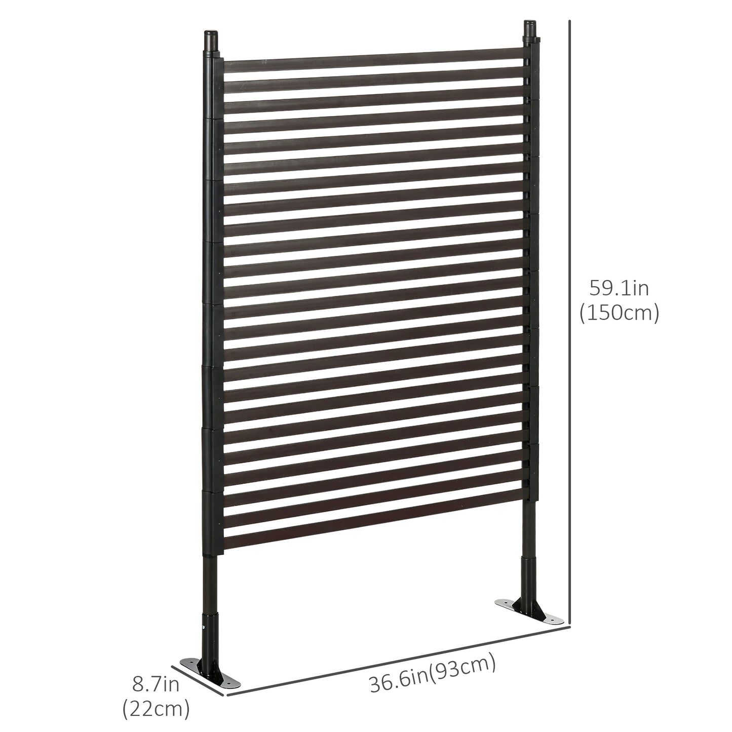 Picket Metal Garden Fence for Hard & Soft Ground, 5 ft(H) Standing Outdoor Fencing with Feet, Animal Barrier Flower Bed 